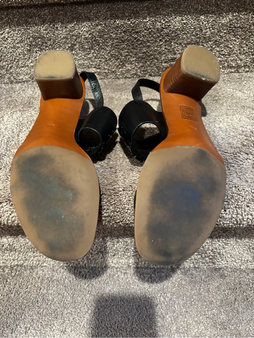 Tory Burch Black Leather Slingback Block Heel Sandals 9 - Picture 2 of 4